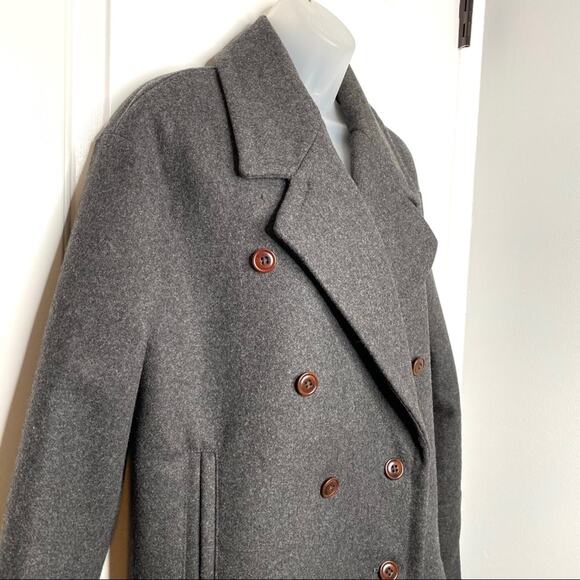 J. Crew Melton Wool Peacoat Gray Short Winter Jacket Double Breasted Coat - Picture 4 of 10